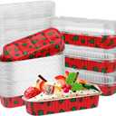 50 Pcs Christmas Mini Loaf Pans With Lids, 6.8oz Rectangle Aluminum Foil Baking Cups Muffin Tins,Disposable Mini Cake Pans for Xmas Party Supplies,Style 1