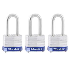 Master Lock Outdoor Padlocks, Lock Set with Keys, Keyed Alike Padlocks with Long Hardened Shackles That Resist Cutting for Gates, Sheds, Fences, 3 Pack, 3TRILF