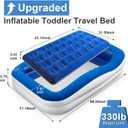 Inflatable Toddler Travel Bed Portable Floor Bed with Safety Bumpers, Blow Up Mattress for Camping, Home & Sleepovers Includes Pump & Carry Bag, for Kids 1-4
