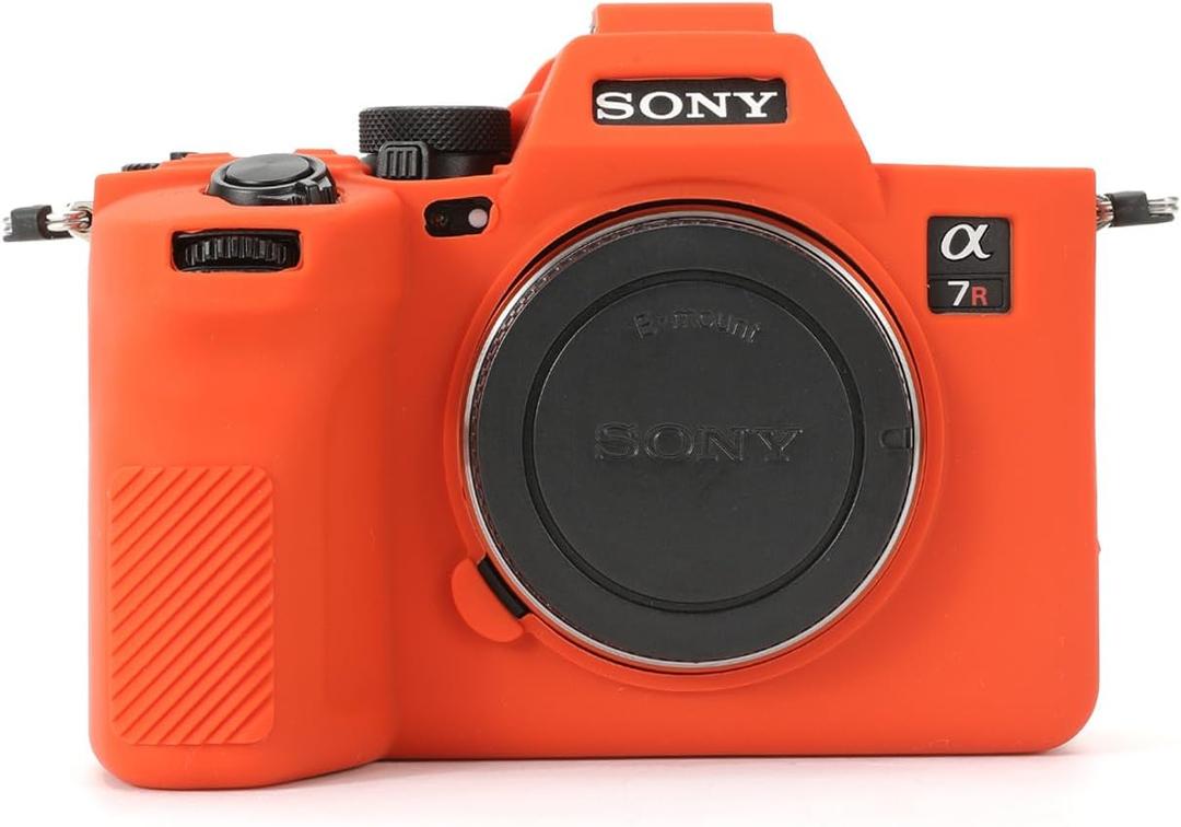 Rieibi Accessory for Sony A7RV Case, Soft Silicone Protective Case for Sony A7R5/A7R V/Alpha 7R V/A7RV/A7R 5/A7RM5 Digital Camera, Lightweight A7 RV Camera Case Grip Body Skin - Orange