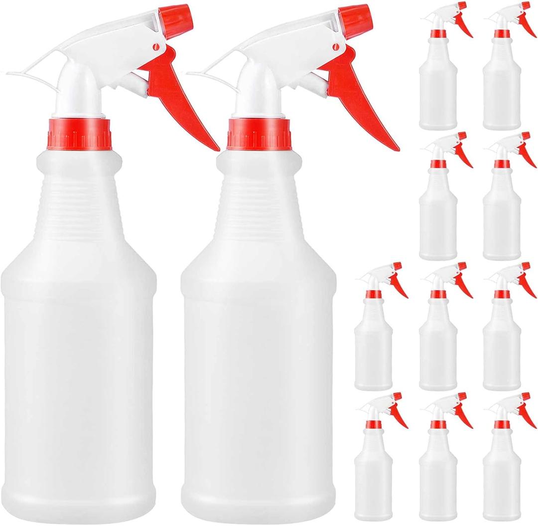 16 Oz Spray Bottle (12 Pack),Spray Bottles for Cleaning,Reusable Empty Refillable Solutions Plastic Bottle,Spray Bottle Bulk for Garden,Plants,Water,Kitchen and Commercial