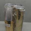 FOCUSLINE 12oz Gold Plastic Cups, Disposable Clear Fancy Hard Plastic Cups, Gold Rimmed, Heavy Duty, Reusable,100 Count