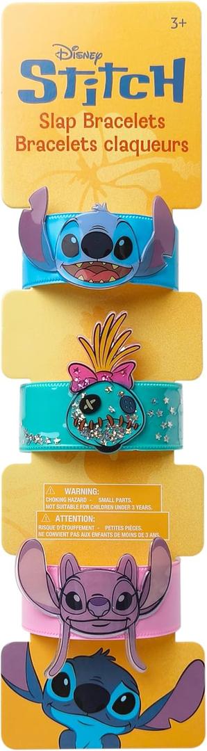 LUV HER Stitch 3 Slap Bracelets for Girls Fun Confetti Wristband Featuring Stitch and Angel Adjustable Fit Birthday Party Favor or Gift Ages 3+