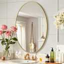 Gold Oval Mirror for Bathroom, 22x30 Inch Oval Bathroom Mirror with Brushed Metal Frame, Wall Mounted Decorative Vanity Mirror for Bathroom, Living Room, Entryway