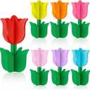 14 Pcs Mothers Day Wooden Tulips Tiered Tray Decor Spring Table Centerpieces Tabletop Decoration Multicolor Spring Signs for Crafts Mother's Day Decoration for Home Desk Shelf Office