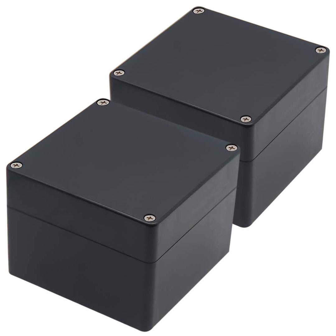 Junction Box, Zulkit Project Box IP65 Waterproof Outdoor Box ABS Plastic Electrical Boxes Electronic Enclosure Black4.7 x 4.7 x 3.5 inch(120 x 120 x 90 mm)(Pack of 2)