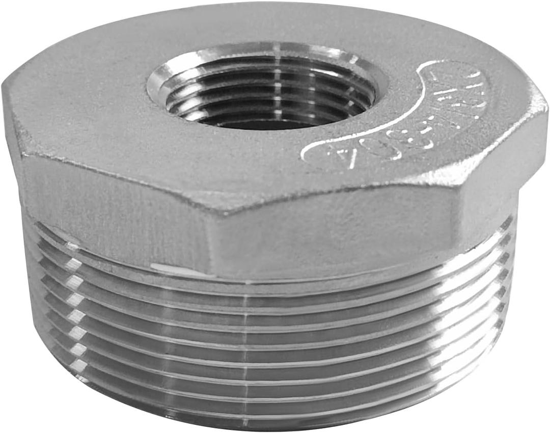 Stainless Steel 2" Male NPT to 3/4" Female NPT Reducer Hex Bushing Pipe Fitting Adapter (pack of 1)