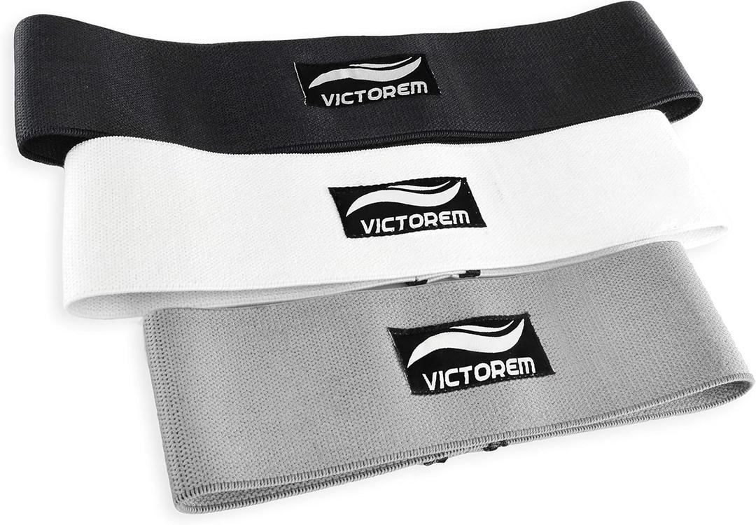 Victorem Resistance Hip Booty Bands Set - Fabric Bands for Glutes and Legs Exercise - with Digital Workout Guide