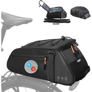 Insulated Rear Bike Rack Bag with Rain Cover, 10L Waterproof Backpack Shoulder Saddle bag for Bicycles, Reflective Cycling Seat Storage Bag for Warm or Cold Items for Camping Travel Outdoor