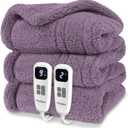 Heated Blanket Electric Blanket Queen - Fast Heating Blanket Throw Dual Control Double Sided Sherpa with 10 Heating Levels & 2-10 Hours Auto Off, Mashine Washable, 84 x 90 Inches, Purple