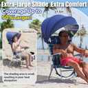 DaisyInner Beach Chair Umbrella Canopy Extra Large Foldable Chair Sun Shade with Adjustable Clamp for Beach Camping Fishing Lounge Outdoor(2 Pcs,Dark Blue), 23.6 inches diameter