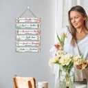 HPNIUB Christian Wall Art, Inspirational Bible Verse Wooden Hanging Plaque, Scripture Wood Sign for office, Meditation Motivational Quote Floral Hanging Wooden Sign for Home Living Room Wall Decor