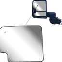 Replacement Driver Left Side Door Towing Mirror Main Big Glass Flat Heated with Back Plate and BLIS for Chevrolet Silverado and GMC Sierra 1500 2500 HD 3500 HD from 2019 to 2024