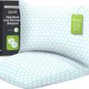Shredded Memory Foam Pillow for Sleeping, Cooling Bed Pillows Set of 2, Adjustable Pillows for Side, Back, Stomach Sleepers with Washable Pillowcase (Standard Size, Blue)