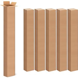 5 Pack 4x4x36 Inch Tall Corrugated Cardboard Boxes, 4"L x 4"W x 36"H Shipping Boxes - Shipping, Moving, Packaging, Mailing, Storage Box for Home or Business