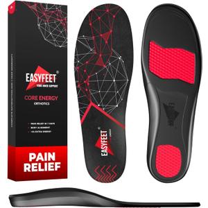 Plantar Fasciitis Relief Shoe Insoles - High Arch Support Inserts Men Women - Orthotics Shoe Inserts for Flat Feet - Work Boots Running Hiking Insoles (M (Men 9-10.5/Women 10-11.5), Black)