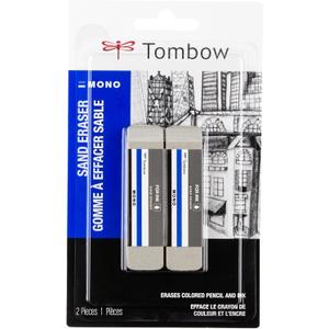 Tombow 67304 Mono Sand Eraser, 2-Pack. Silica Eraser Designed to Remove Colored Pencil and Ink Markings
