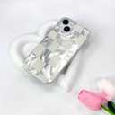 Compact for iPhone 15 Case Shiny Silver Larger Checkered Design Phone Case, Cute Trendy Soft Slim TPU Shockproof Protective Cover for Women Girls Aesthetic Glitter, White