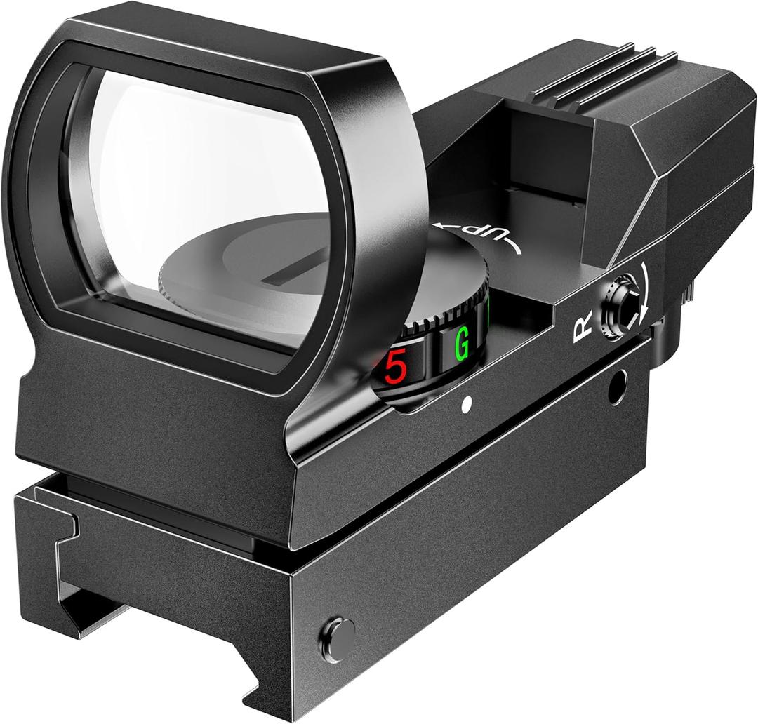 Feyachi Reflex Sight - Adjustable Reticle (4 Styles) Both Red and Green in one Sight! (Black)