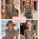 Girls Shirts Kids Ribbed Tops | School, Uniform, Short Sleeve, Crew Neck, Ribbed Knit, Casual, Summer Outfits, Youth, Teen, Birthday Clothes, Ages 5-14