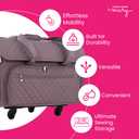 Everything Mary XXL Rolling Sewing Machine Case – Purple Quilted Craft Bag with 4 Wheels – Spacious Storage Organizer with Pockets for Sewing & Craft Supplies