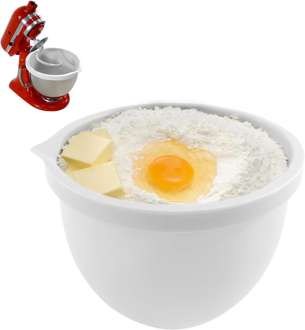 Silicone Liner for KitchenAid 5 Qt Tilt-Head Stand Mixer, Odourless,Thicker, Cold/Heat-Resistant & Non-Stick, Easy Clean, Fits 5 Quart Mixing Bowl with LidWhite