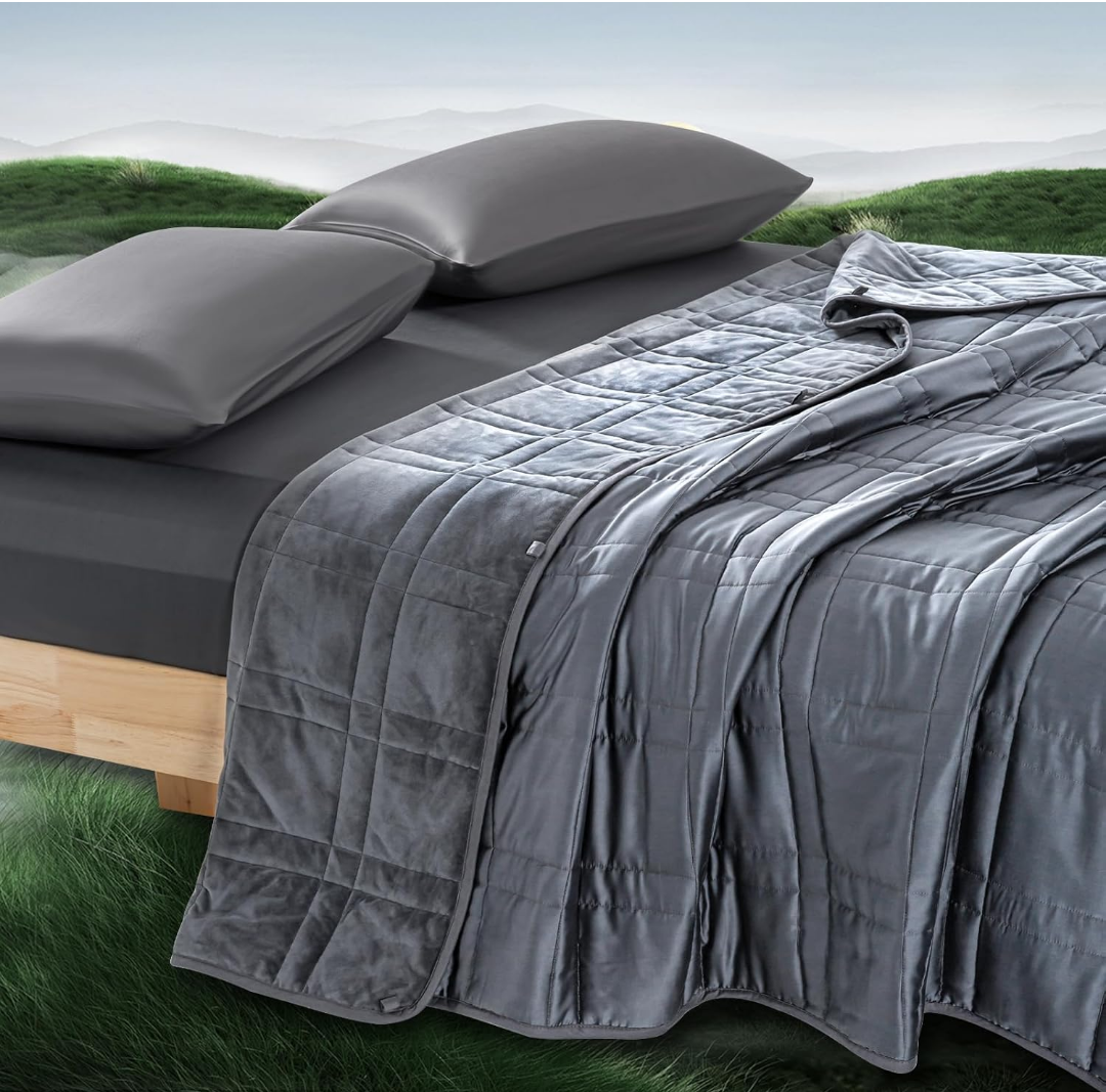 OMYSTYLE King Size Weighted Blanket 20lbs(88''x104'', Double-Sided), Reversible Weighted Blanket with Warm Short Plush and Cool Tencel Fabric for All Season Use - Carry Bag Included