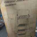 HBTower Step Ladder, Folding Step Stool with Wide Anti-Slip Pedal, Sturdy Steel Ladder, Convenient Handrail, Lightweight, Portable Steel Step Stool