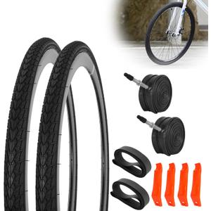 RUTU 2 Pack 700x23/28/32/35c Foldable Bike Tires and Tube - 700C Bicycle Tires Foldablewith Tire Levers and Tire Liners
