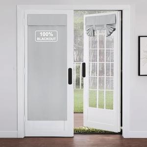 NICETOWN Door Curtains for Window, French Front Door Curtains for Privacy, Easy Installed Tricia Sidelight Curtain Tie Up Shade, 26W x 72L, Silver Grey, 1 Panel