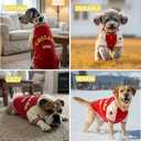 X-Large Dog Winter Fleece Jacket Stylish Varsity Doggy Coat with Snap Closure & Thick Lining, Pet Outfit Clothes for Large Dogs, Puppy Sport Jackets, Fashion Pup Baseball Uniforms, Red XL