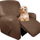 molasofa Leather Like Recliner Chair Covers - Large Lazy Boy Recliner Chair Covers for Reclining Chair 4 Pieces Washable Recliner Slip Covers That Stay in Place (Brown) (1 Seater)