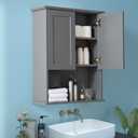 VANIRROR Grey Cabinet Wall Mounted with 2 Doors, Wooden Medicine Cabinet with Adjustable Shelf, 23"x 29" Over Toilet Wall Hanging Cabinets for Bathroom Bedroom, Kitchen, Laundry Room