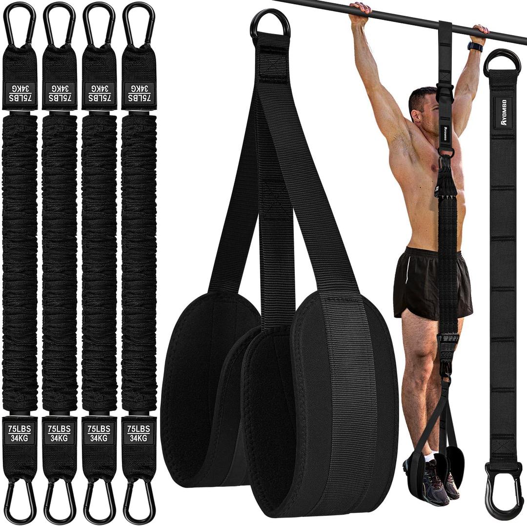 Ayombo Pull Up Assistance Bands, Resistance Bands for Pull Up Bar Workout, Adjustable Heavy Duty Pull Up Assist Equipment with 4 Assistance Bands, Home Gym Fitness Exercise Strength Training (1-Black)
