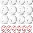Ecoey Smoke Alarm Fire Detector, Battery Included Photoelectric Smoke Detector with Test Button and Low Battery Signal, Small Fire Alarm for Home, Bedroom FJ136GB, 12 Packs