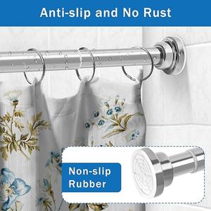 Shower Curtain Rod, 32-83 inch Adjustable Spring Tension Curtain Rod, Non Slip, Never Rust, No Drill 1" Diameter Stainless Steel Shower Rods for Bathroom, Window, Sliver
