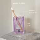 2 Piece Rectangular Glass Toothbrush Holder and Cup Set | Made of glass with heavy base, purple inlay inside the glass,Can be used as toothbrush holder or pen holder.