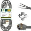 EP 3 Prong Dryer Cord, 10 Ft 10/3 SRDT, 30 Amp Appliance Extension Power Cord, NEMA 10-30, Gray (Grey)