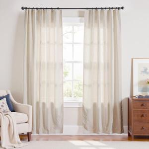 jinchan Ecru Linen Blend Curtains 84 Inches Length for Living Room Farmhouse Rod Pocket Back Tab Light Light Filtering Lightweight Curtains for Bedroom Ivory Drapes 2 Panels