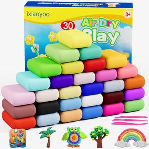 Air Dry Clay, 30 Colors Modeling Clay for Kids, DIY Model Toys with Sculpting Tools, Soft & Non-Sticky, Home Party Favors, Birthday & Christmas Gifts for Age 3-12 Years Old Boys Girls Kids