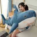 Ryttir 31 Inch XXL Giant Shark Stuffed Animals,Chubbier Shark Pillow Soft Shark Plush Shark Body Pillow Stuffed Shark Dcor, Perfect Chrismas Stress Relief Gift for Kids Women