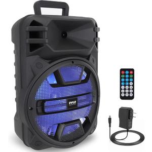 Pyle Portable Bluetooth PA Speaker System - 800W Outdoor Bluetooth Speaker Portable PA System w/ Microphone In, Party Lights, USB SD Card Reader, FM Radio, Rolling Wheels - Remote Control
