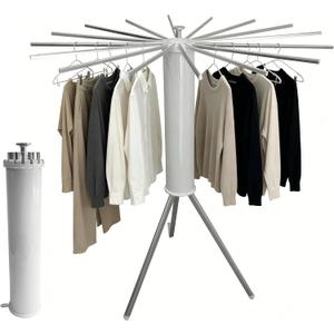 Clothes Drying Rack Foldable, Rotary Tripod Laundry Drying Rack,16 Aluminum Poles,Rotatable Portable Floor Standing Clothes Airer,Laundry Drying Rack Floor Standing, space aluminum