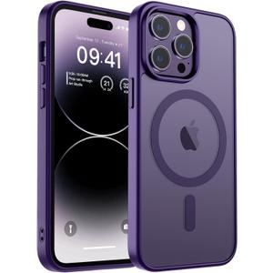 Zapica Magnetic for iPhone 14 Pro Case, [Compatible with MagSafe] [Military Grade Drop Protection] Translucent Matte Shockproof Anti-Scratch Phone Cover, Dark Purple