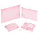 EASYFUN Mesh Pouch, Make up Bag with Zipper Cosmetic Organizer Pouch for Daily or Travel to Keep Small Items, Pack of 3, Pink