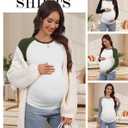 3 Pack Women's Maternity Shirts, Pregnancy Raglan Long Sleeve Tops Sides Ruched Crew Neck Color Block Mama Clothes