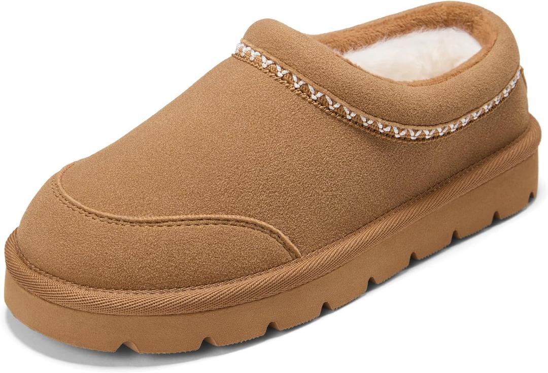 PATPAT Unisex Kids Boys Girls Fuzzy Platform Slippers Ultra Lightweight Warm Cozy House Shoes Fleece Lining Indoor/Outdoor Slippers Slip On Clogs Easy Wear/Off Kids Winter Footwear (Brown, M)
