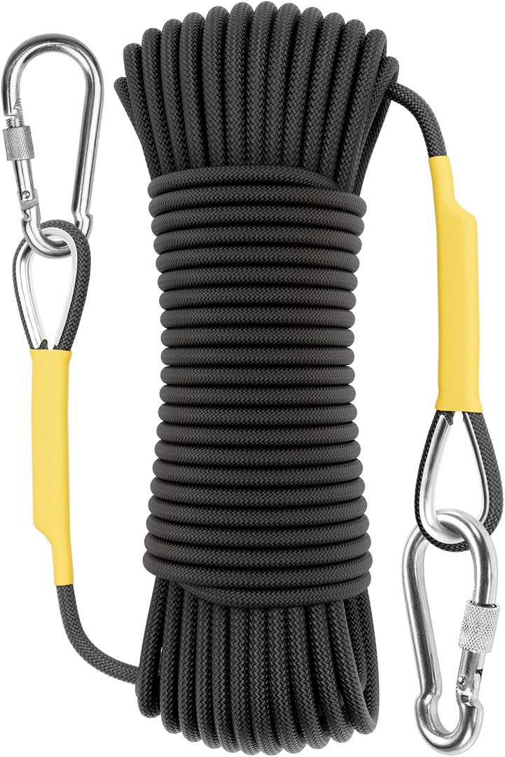 X XBEN Outdoor Climbing Rope 10M(32ft) 20M(64ft) 30M(96ft) 50M(160ft) 70M(230ft) 152M(500FT) 352M(1000FT) Static Rock Climbing Rope for Escape Rope Ice Climbing Equipment Fire Rescue Parachute (Black)