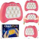 4 x Pop Fidgets Game Toys,Handheld Game for Kids 6-8,Quick Push Game,Bubble Stress Pop Light Up Game Birthday Gifts for Boys Girls Teens Dark Pink