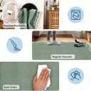GarveeHome 2.6x10 Scalloped Washable Runner Rug for Kitchen, Soft Green Long Hallway Runner Non Slip Entryway Rug Farmhouse Thin Laundry Mat Stain Resistant Carpet for Bathroom Beside Rug